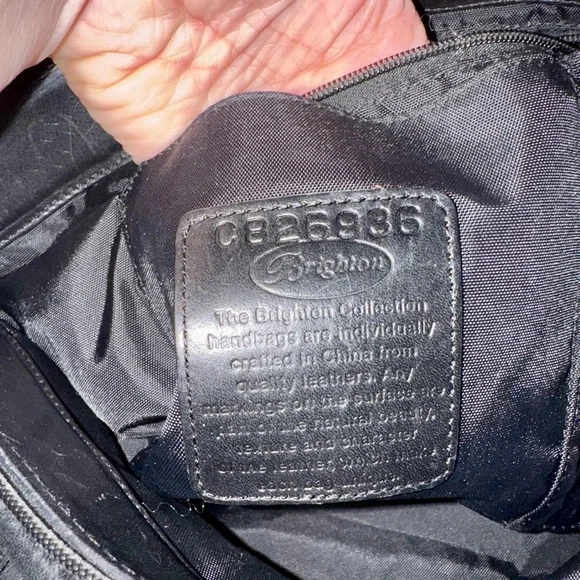 Brighton Black Embossed Tote Bag with Leather Handles - Picture 6 of 6